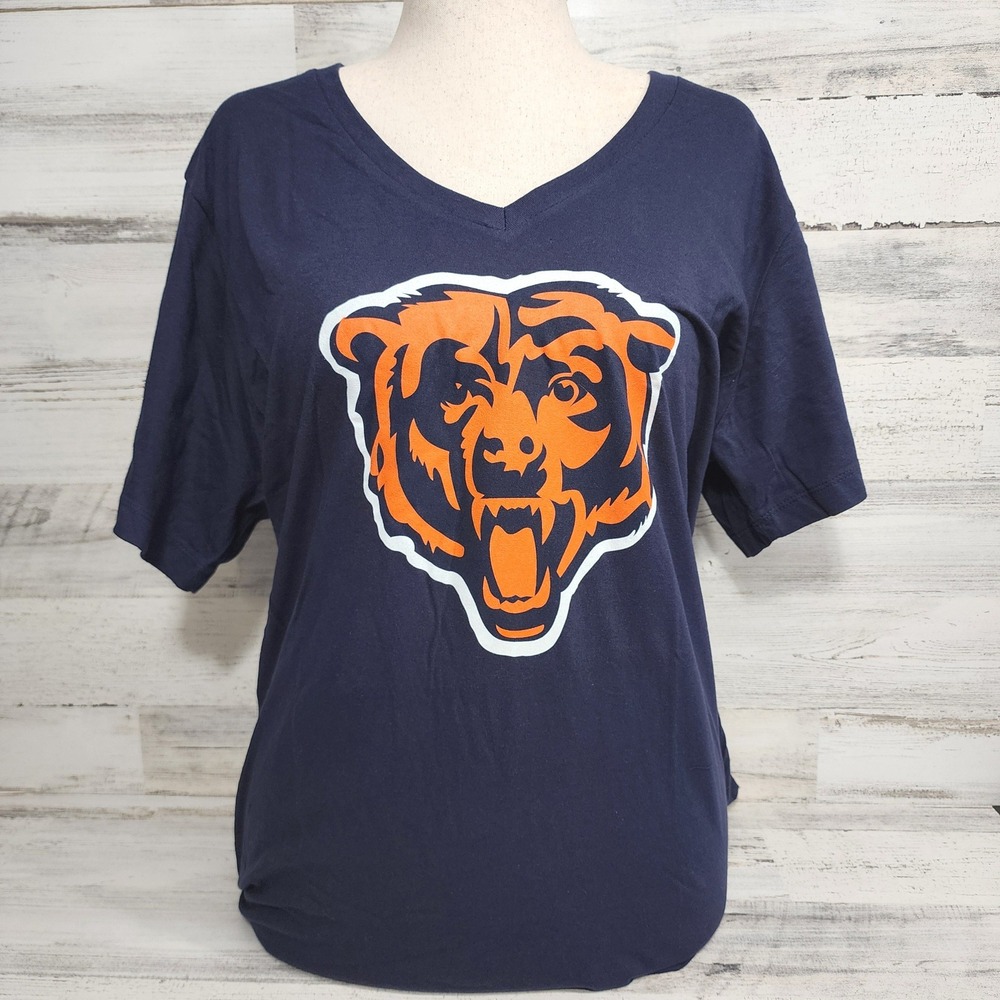 Fanatics Chicago Bears T-Shirt Women 1X Navy Justin Fields V-Neck NWT Sporty